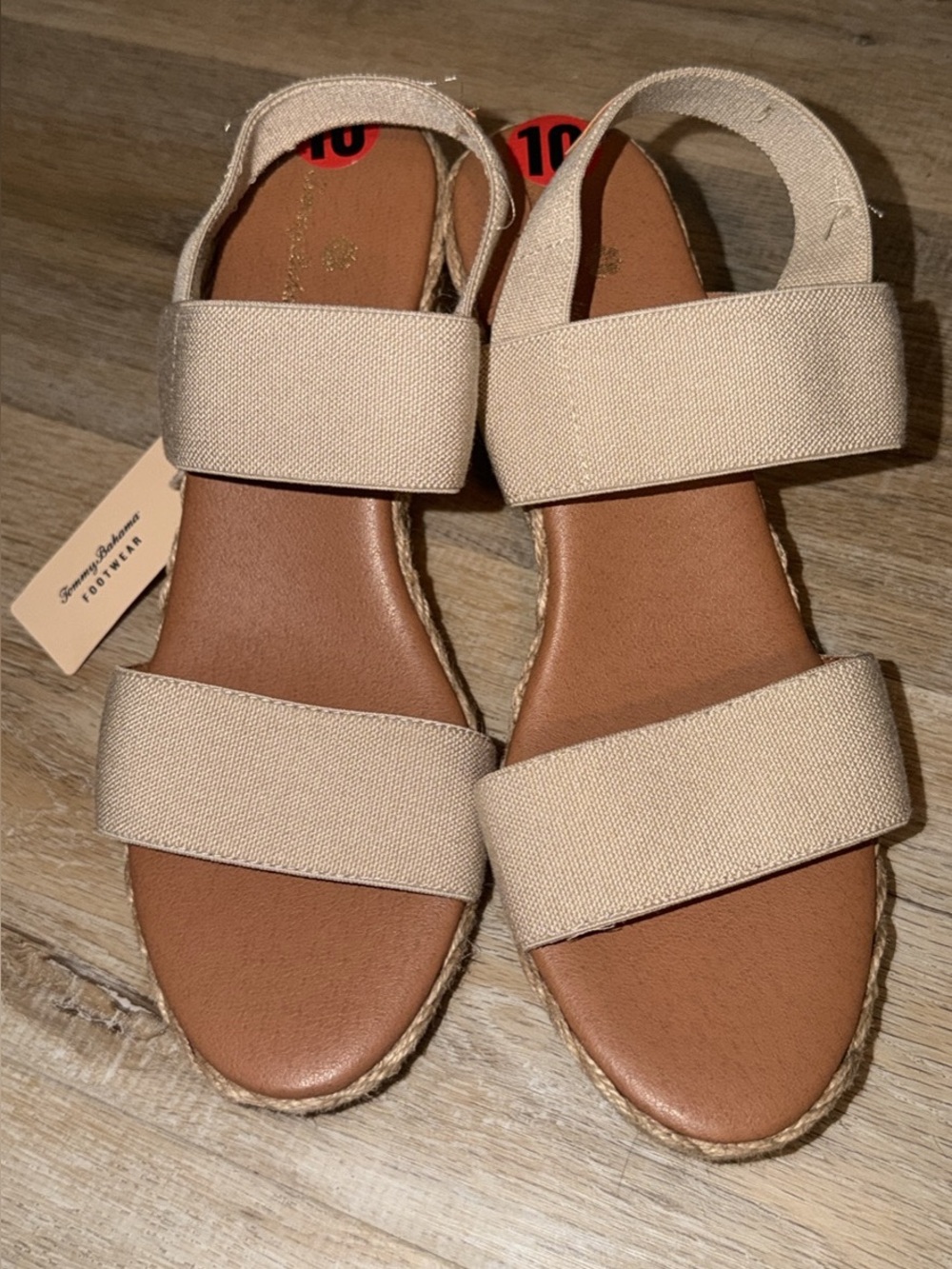 Tommy Bahama Beige Canvas Strap Espadrille Sandals